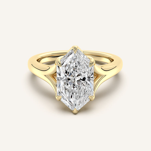 Dutch Marquise Split Shank Tulip Style Engagement Ring | 18k Yellow Gold