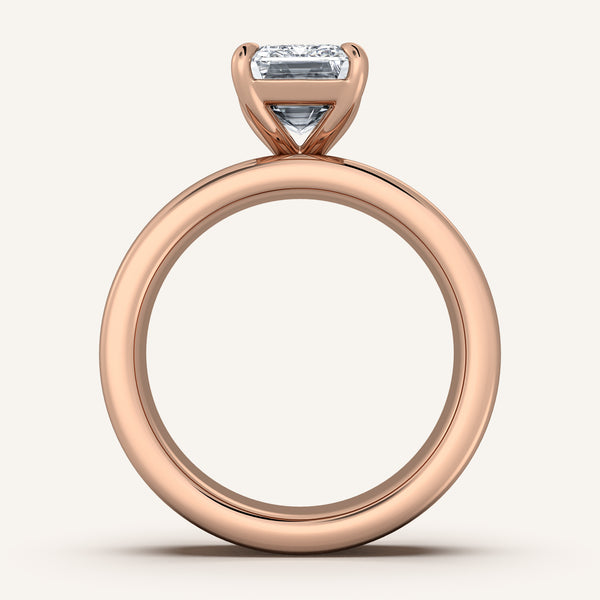 Emerald Cut Cigar Band Engagement Ring | 18k Rose Gold