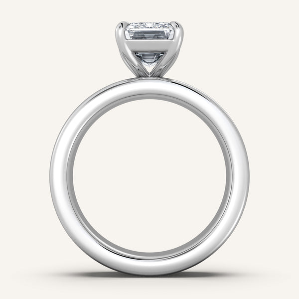 Emerald Cut Cigar Band Engagement Ring | 18k White Gold