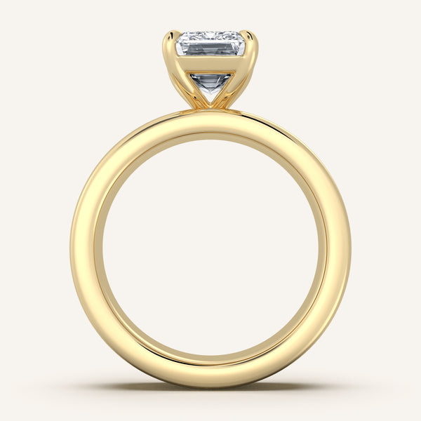 Emerald Cut Cigar Band Engagement Ring | 18k Yellow Gold