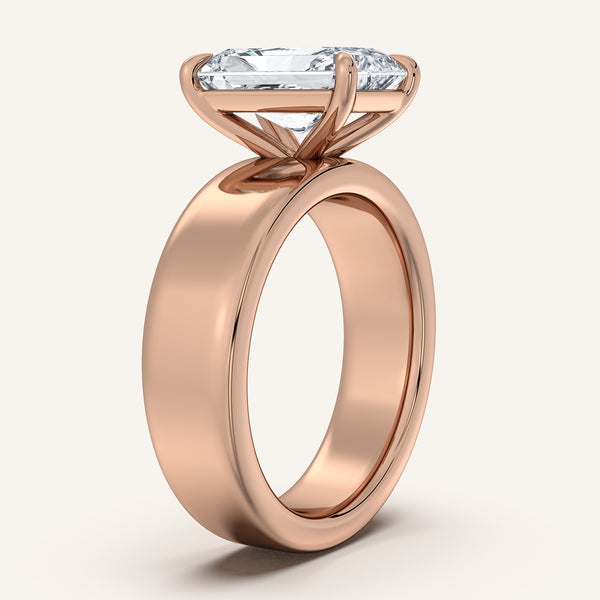 Radiant Cut Cigar Band Engagement Ring | 14k Rose Gold
