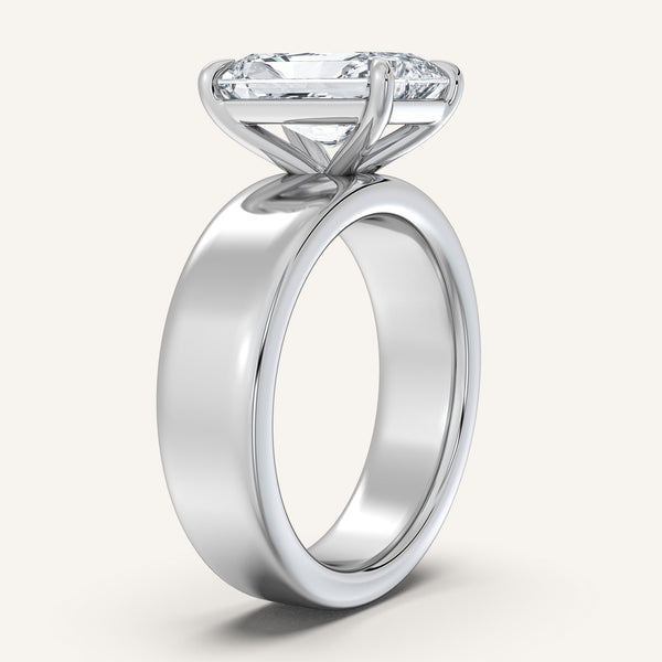Radiant Cut Cigar Band Engagement Ring | 18k White Gold