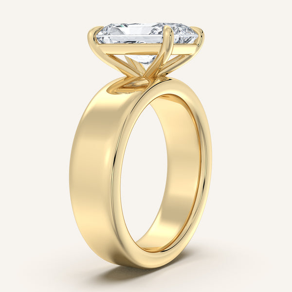 Radiant Cut Cigar Band Engagement Ring | 18k Yellow Gold