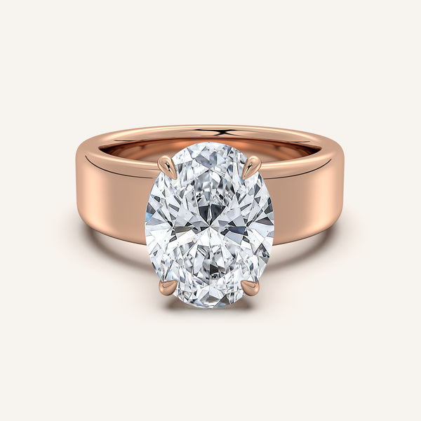 Oval Cigar Band Engagement Ring | 18k Rose Gold