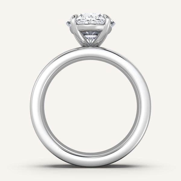 Oval Cigar Band Engagement Ring | 18k White Gold