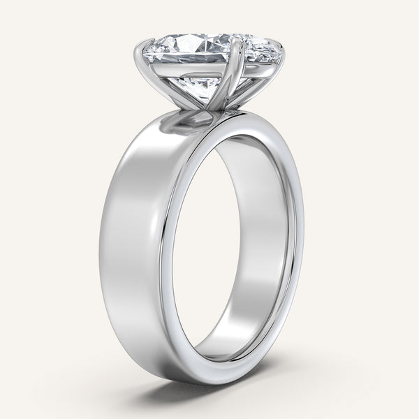 Oval Cigar Band Engagement Ring | 14k White Gold