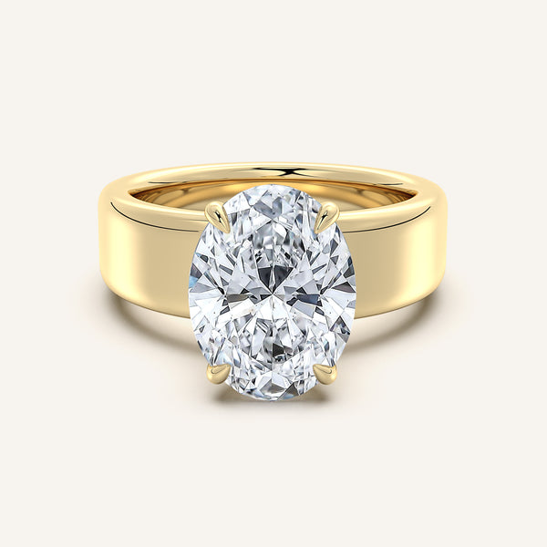 Oval Cigar Band Engagement Ring | 18k Yellow Gold