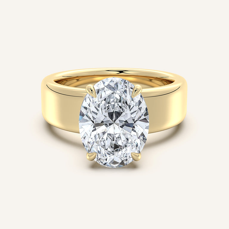 Image for Oval Cigar Band Engagement Ring | 18k Yellow Gold