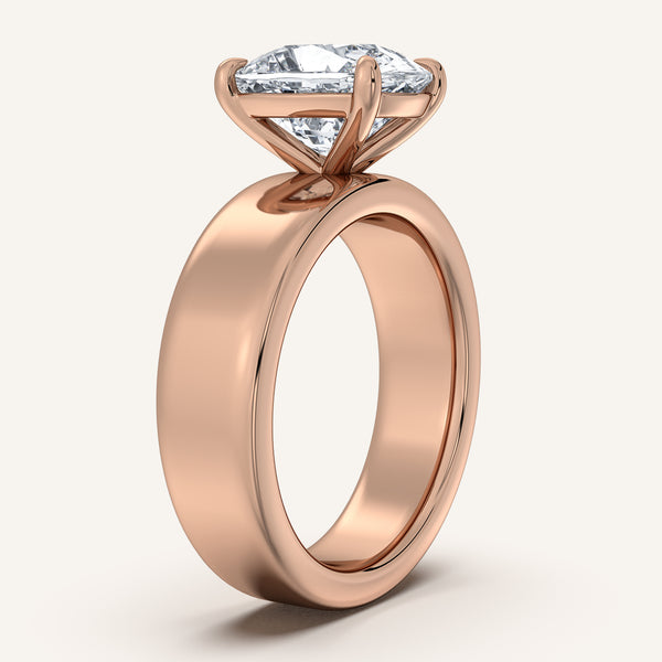 Cushion Cut Cigar Band Engagement Ring | 18k Rose Gold