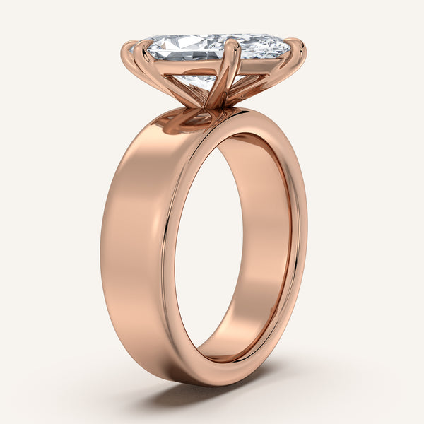 Marquise Cigar Band Engagement Ring | 14k Rose Gold