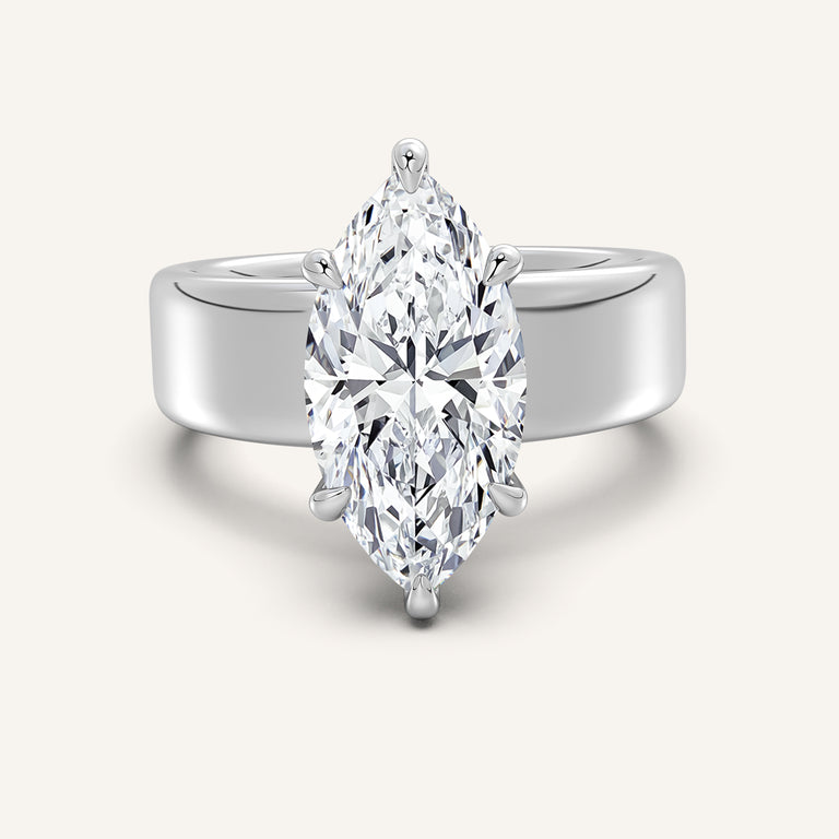 Image for Marquise Cigar Band Engagement Ring | 18k White Gold