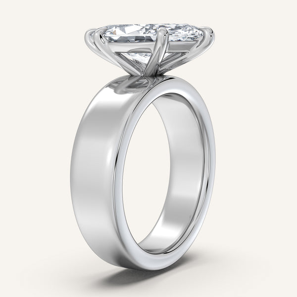 Marquise Cigar Band Engagement Ring | 18k White Gold