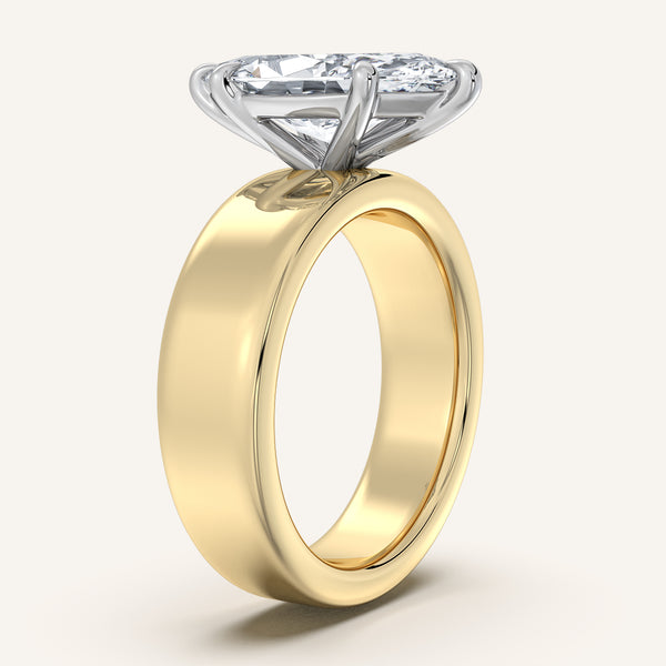 Marquise Cigar Band Engagement Ring | 18k Two Tone