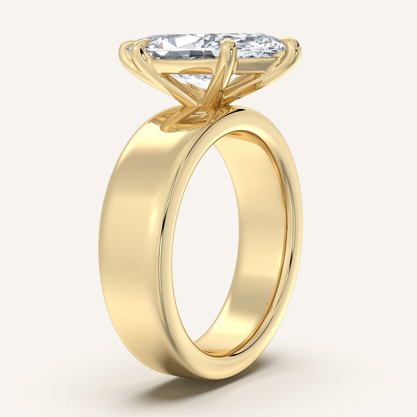 Marquise Cigar Band Engagement Ring | 14k Yellow Gold