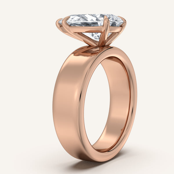 Pear Shape Cigar Band Engagement Ring | 14k Rose Gold