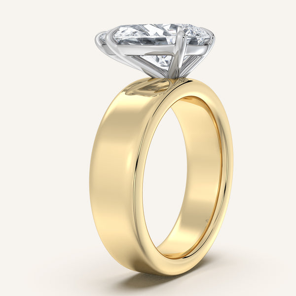 Pear Shape Cigar Band Engagement Ring | 14k Two Tone