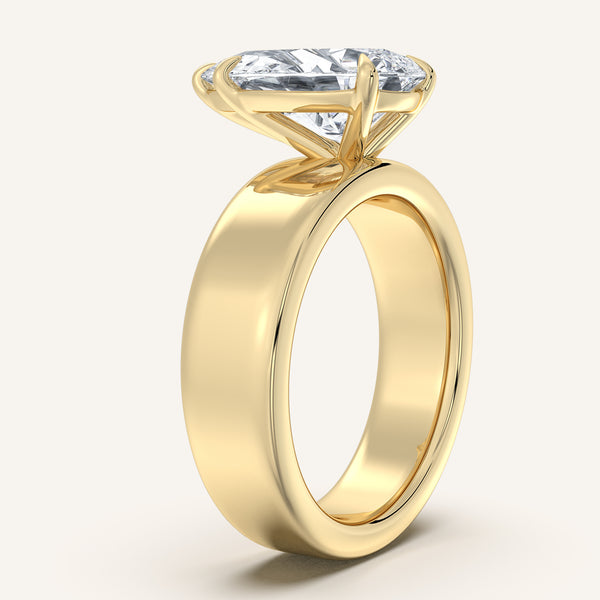 Pear Shape Cigar Band Engagement Ring | 14k Yellow Gold