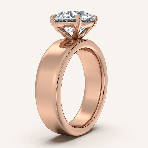 Round Cigar Band Engagement Ring | 14k Rose Gold