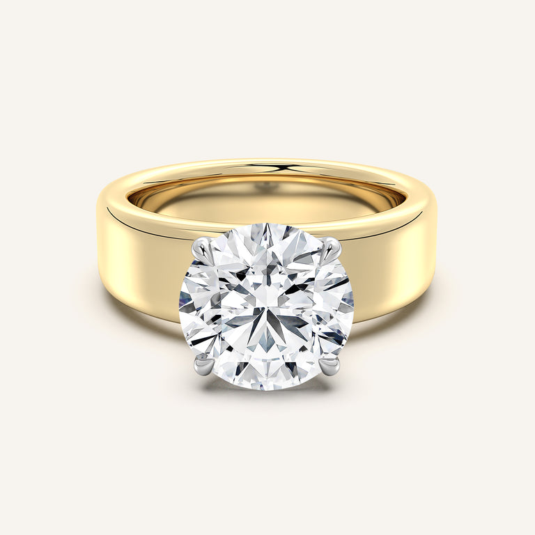 Image for Round Cigar Band Engagement Ring | 18k Two Tone