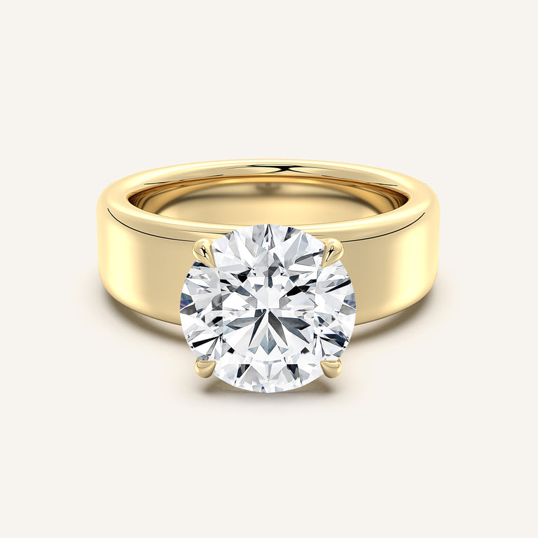 Image for Round Cigar Band Engagement Ring | 18k Yellow Gold