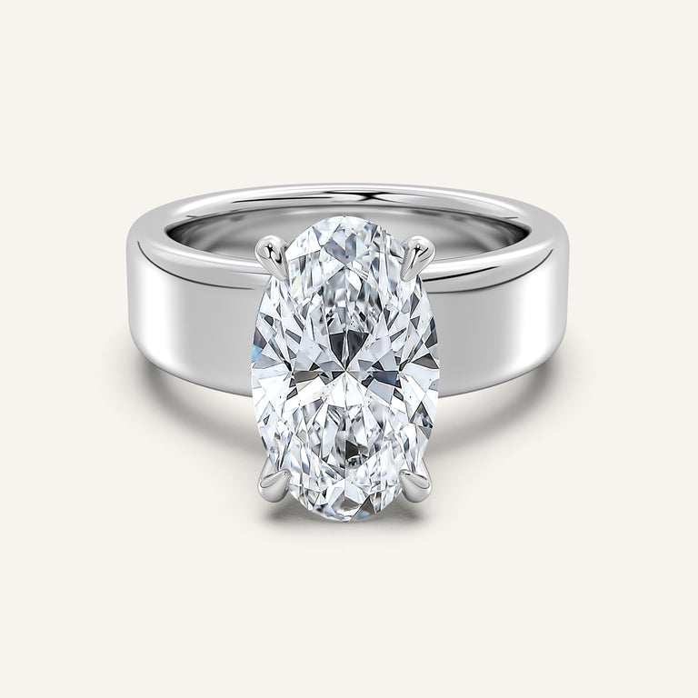 Image for Moval Cigar Band Engagement Ring | 14k White Gold