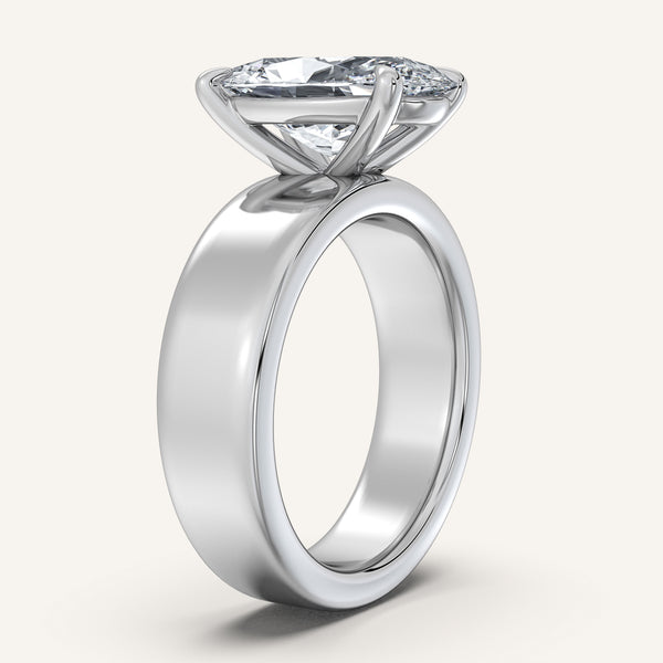 Moval Cigar Band Engagement Ring | 14k White Gold