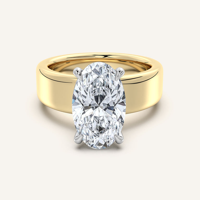 Image for Moval Cigar Band Engagement Ring | 14k Two Tone