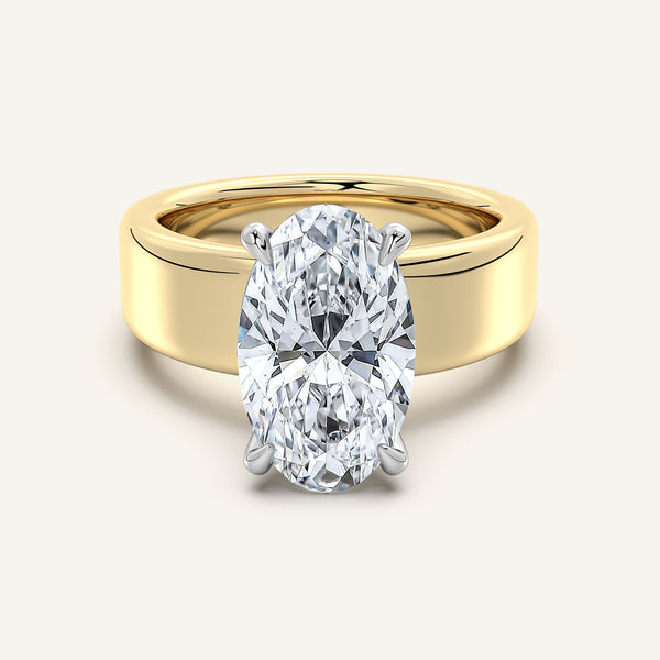 Moval Cigar Band Engagement Ring | 18k Two Tone