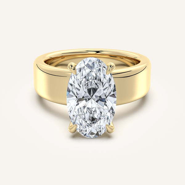 Moval Cigar Band Engagement Ring | 18k Yellow Gold