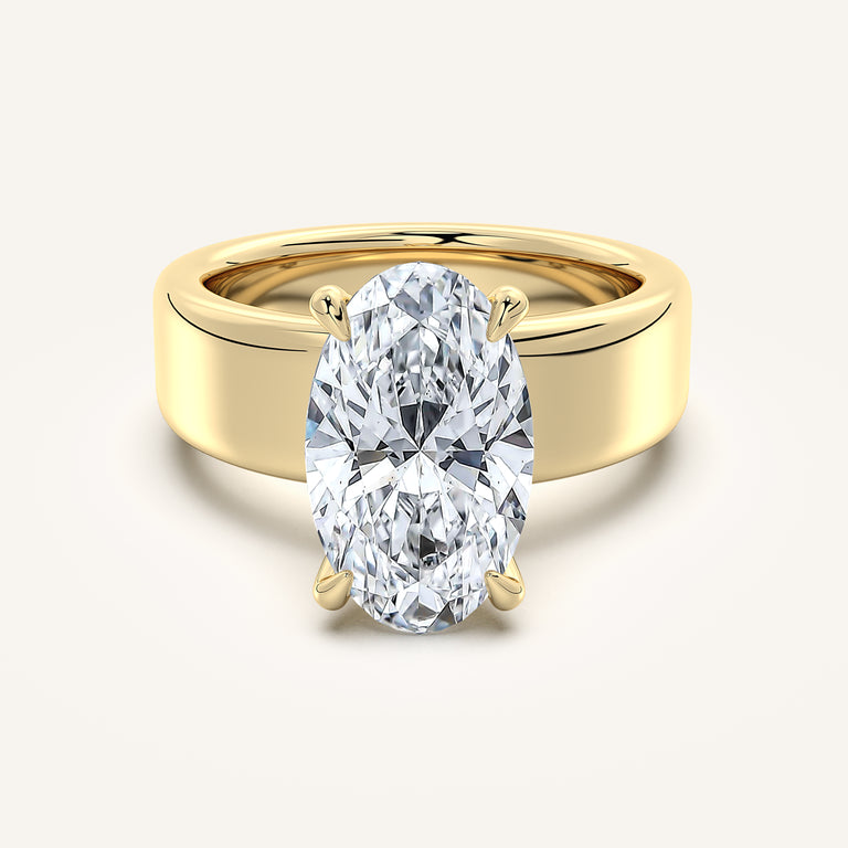 Image for Moval Cigar Band Engagement Ring | 18k Yellow Gold