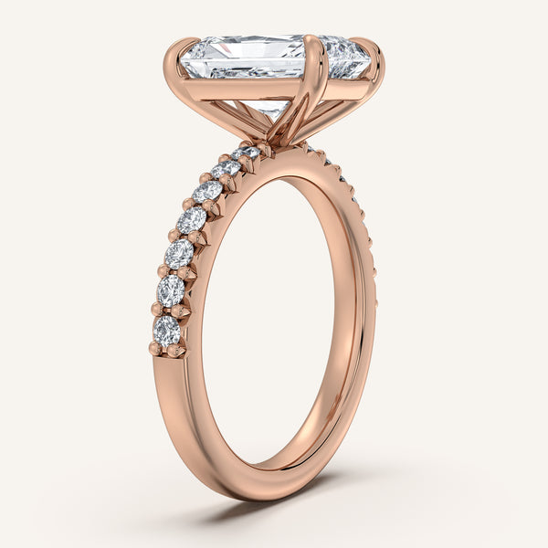 Radiant Cut Pave Band Engagement Ring | 18k Rose Gold