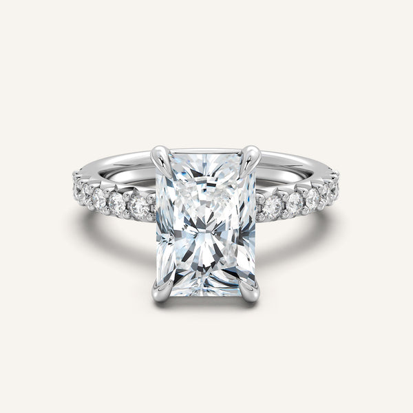 Radiant Cut Pave Band Engagement Ring | Platinum