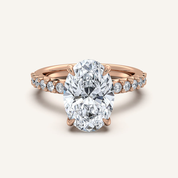 Oval Pave Band Engagement Ring | 18k Rose Gold