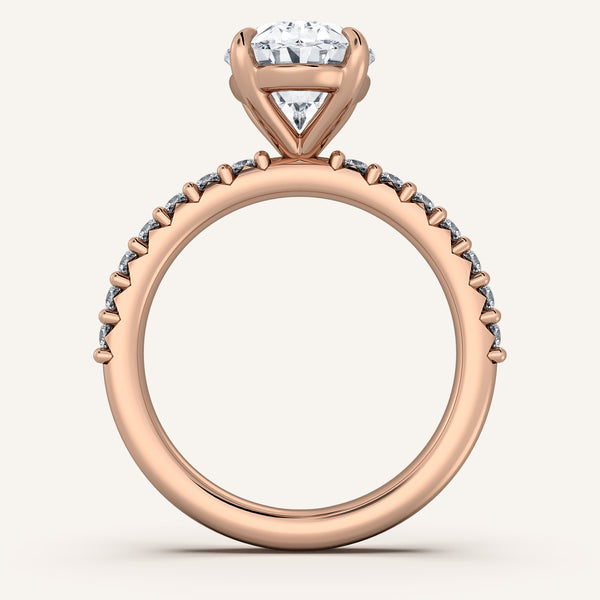 Oval Pave Band Engagement Ring | 18k Rose Gold