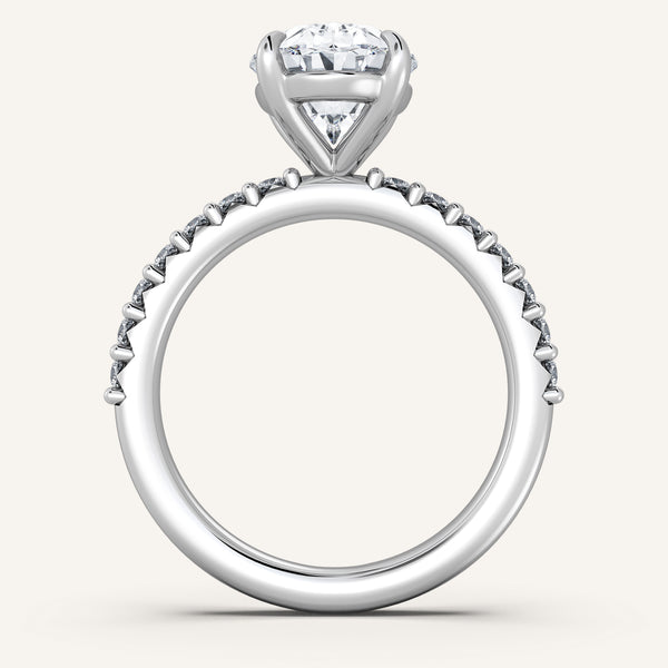 Oval Pave Band Engagement Ring | 18k White Gold