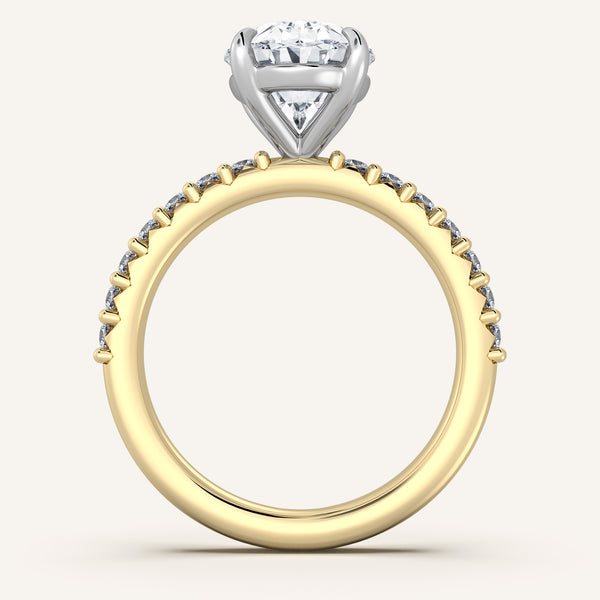 Oval Pave Band Engagement Ring | 18k Two Tone