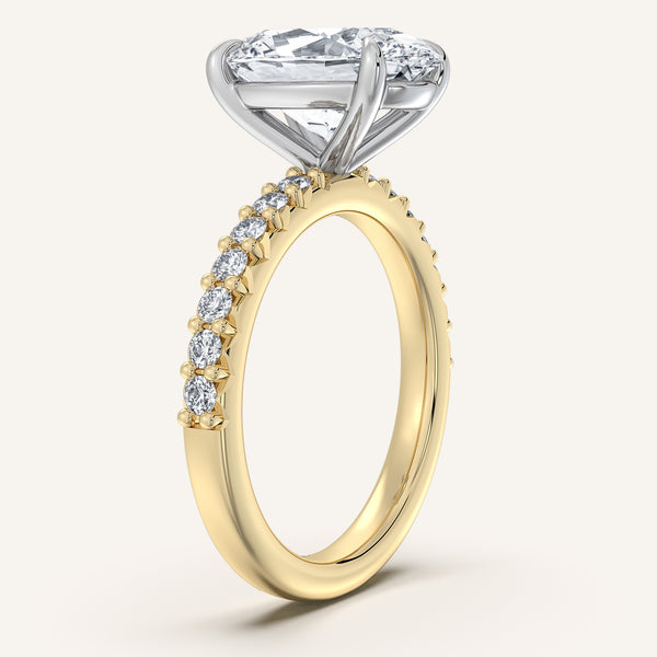 Oval Pave Band Engagement Ring | 18k Two Tone
