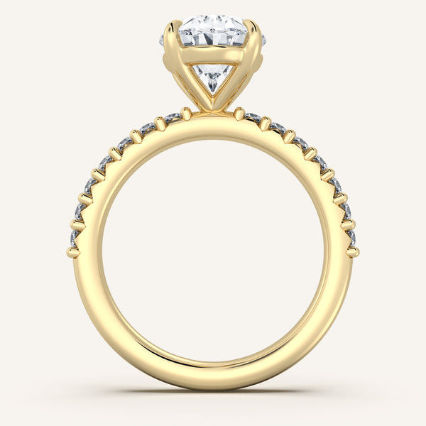 Oval Pave Band Engagement Ring | 18k Yellow Gold