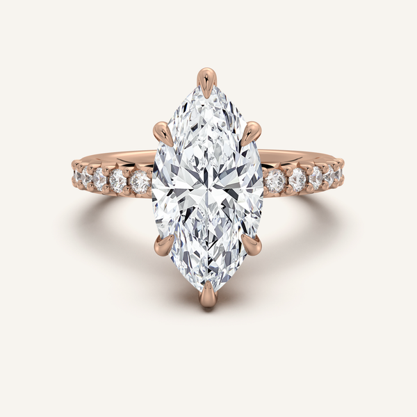 Marquise Pave Band Engagement Ring | 18k Rose Gold