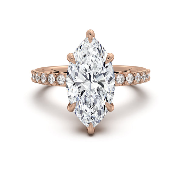 Marquise Pave Band Engagement Ring | 18k Rose Gold