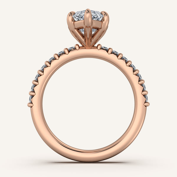 Marquise Pave Band Engagement Ring | 18k Rose Gold