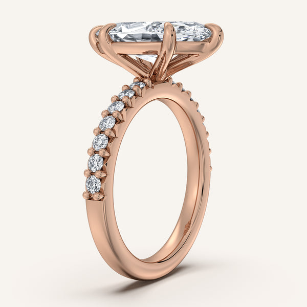 Marquise Pave Band Engagement Ring | 18k Rose Gold