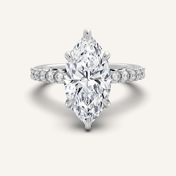 Marquise Pave Band Engagement Ring | 18k White Gold