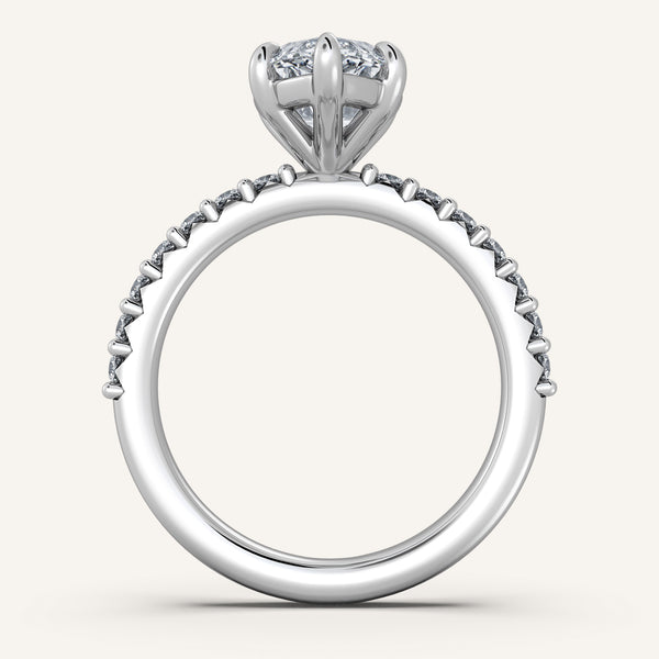 Marquise Pave Band Engagement Ring | 18k White Gold