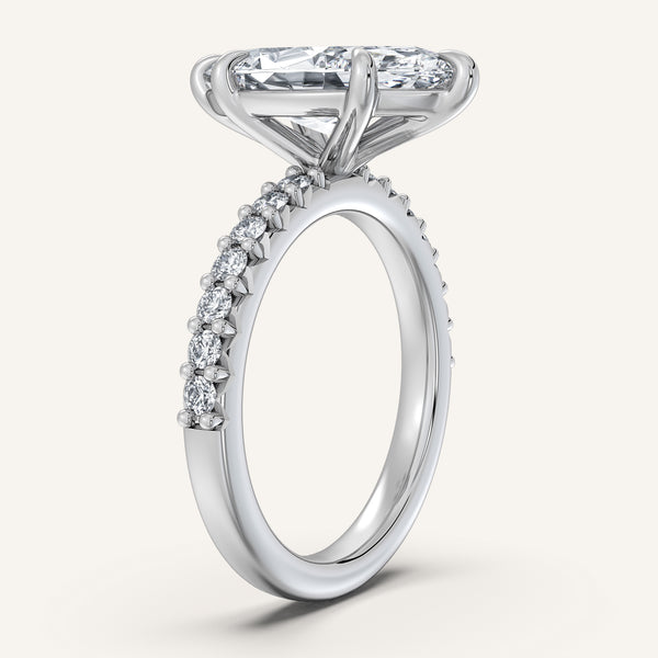 Marquise Pave Band Engagement Ring | 14k White Gold