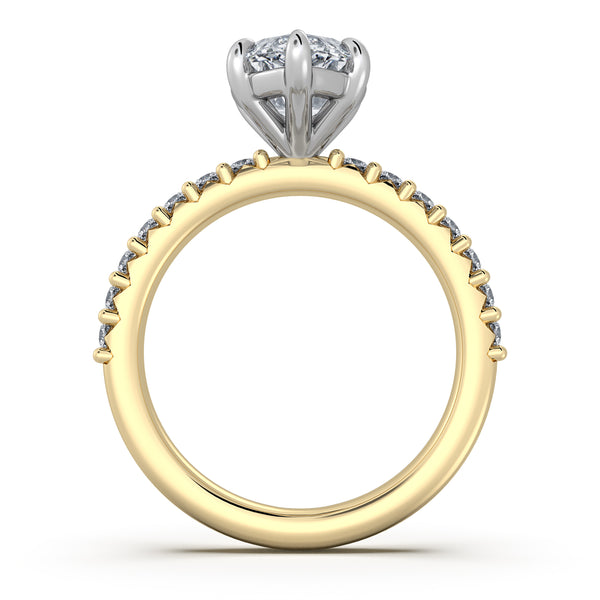 Marquise Pave Band Engagement Ring | 18k Two Tone