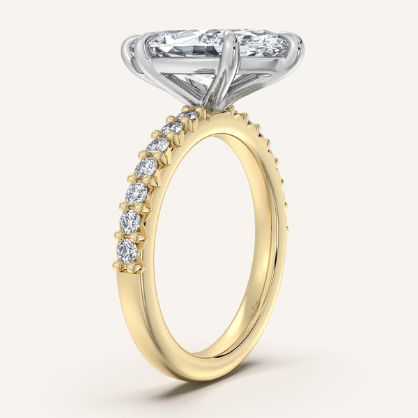 Marquise Pave Band Engagement Ring | 18k Two Tone