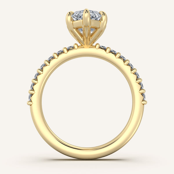 Marquise Pave Band Engagement Ring | 18k Yellow Gold