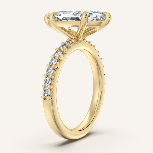 Marquise Pave Band Engagement Ring | 18k Yellow Gold
