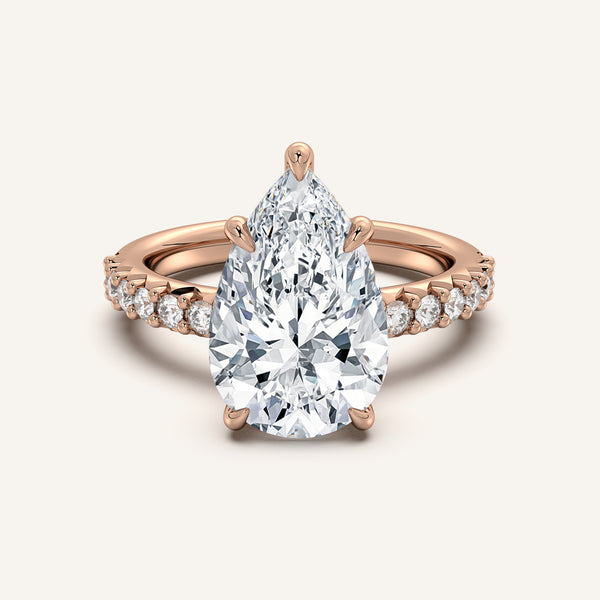 Pear Shape Pave Band Engagement Ring | 18k Rose Gold